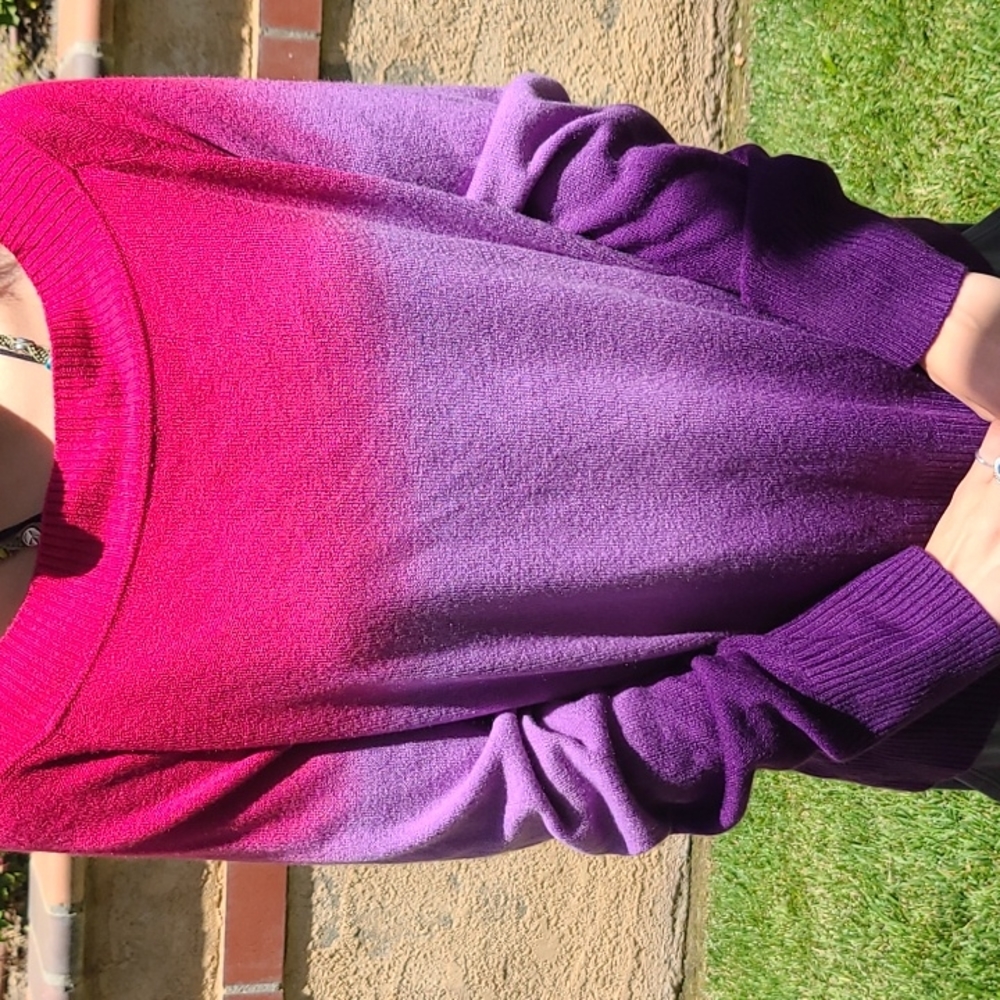 New York & Company, pink and purple ombre sweater.